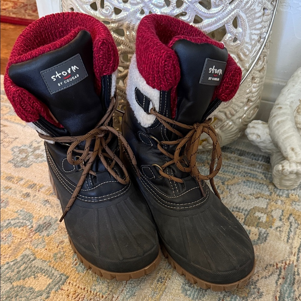 Cougar Black and Red Storm Winter Boots